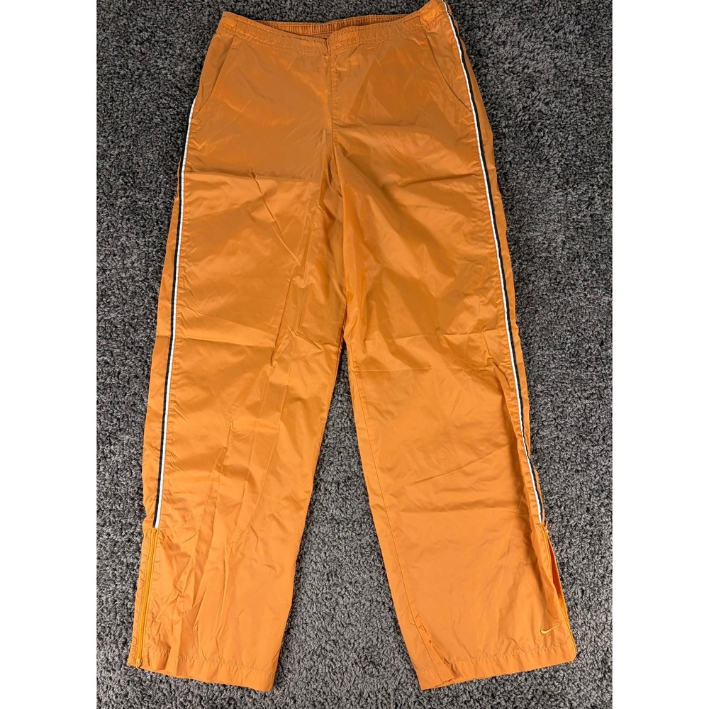 Vintage Nike Kids Orange Nylon Windbreaker Track Pants Ankle Zip Large 12-14
